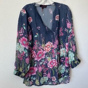 Hale Bob Sheer Floral Silk Top